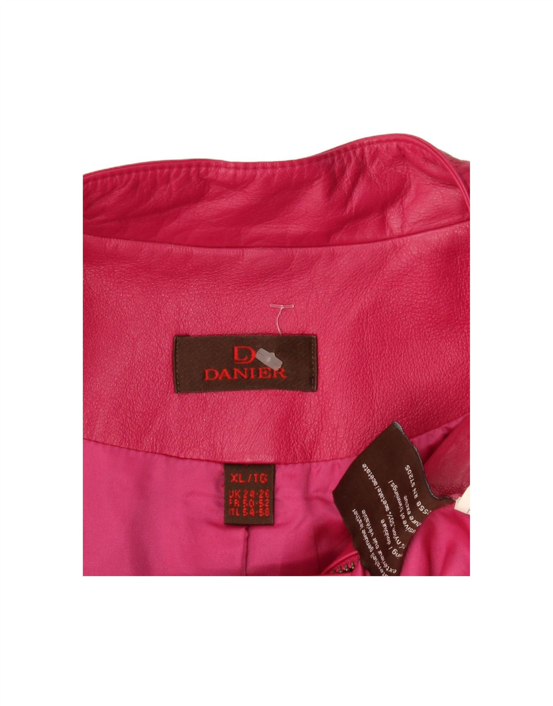DANIER Womens Crop Leather Jacket UK 24/26 XL Pink Leather