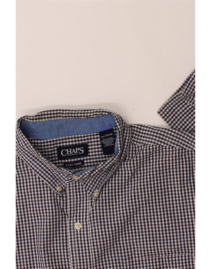 CHAPS Mens Shirt XL Navy Blue Gingham Cotton Vintage Chaps and Second-Hand Chaps from Messina Hembry 