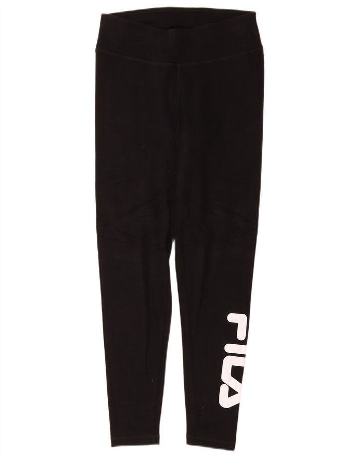Fila Damen Grafik-Leggings UK 10 Small Schwarz