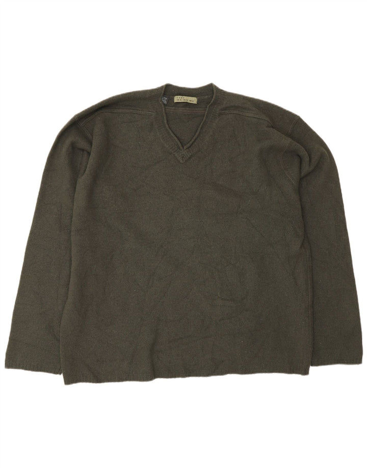 Zara Herren V-Ausschnitt Pullover Pullover XL Khaki Wolle