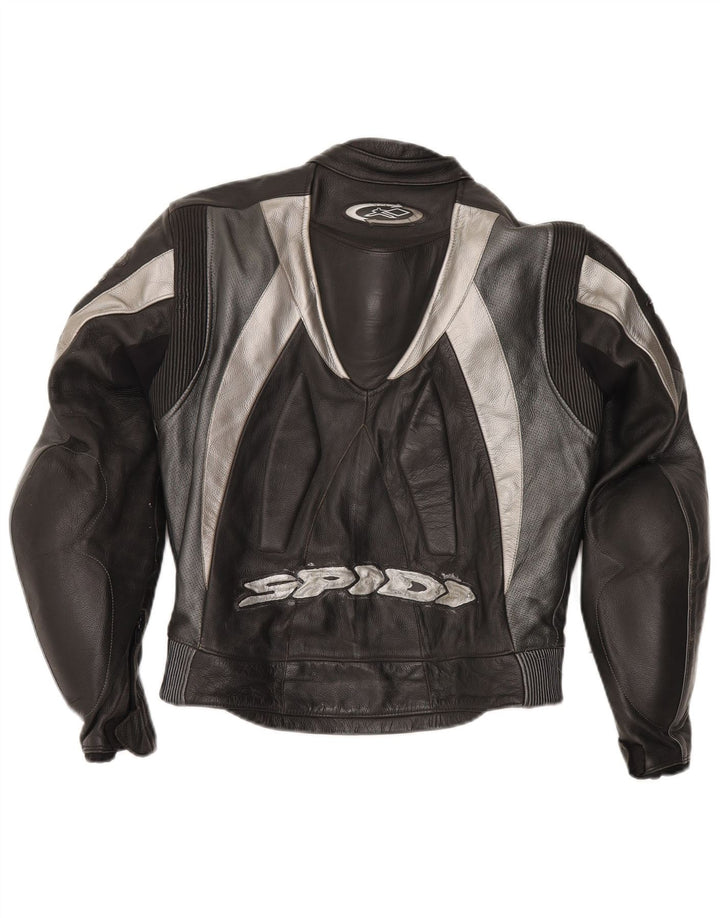 Spidi Herren-Motorrad-Grafik-2-teiliges Set, Größe 48, mittelschwarzes Leder