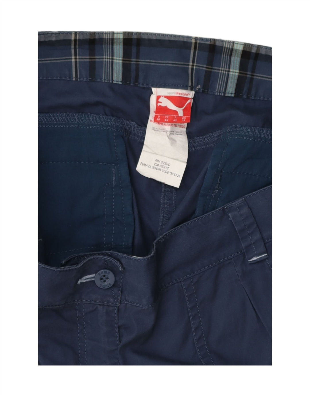 PUMA Womens Cargo Shorts UK 14 Large W36 Navy Blue Cotton