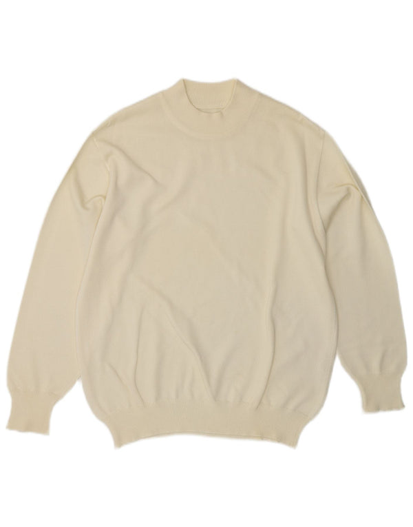 VINTAGE Damen Rollkragenpullover Pullover UK 14 Medium Off White