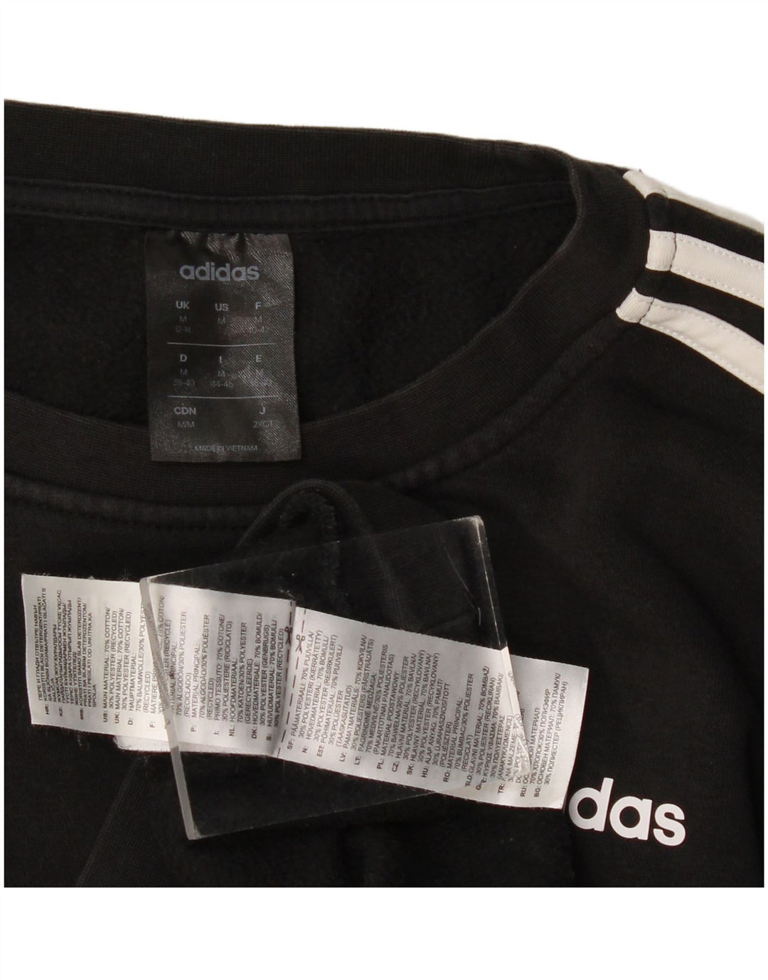 Adidas Damen Sweatshirt Pullover UK 12/14 Medium Schwarz Baumwolle