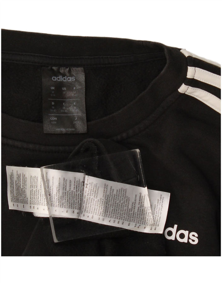 Adidas Damen Sweatshirt Pullover UK 12/14 Medium Schwarz Baumwolle
