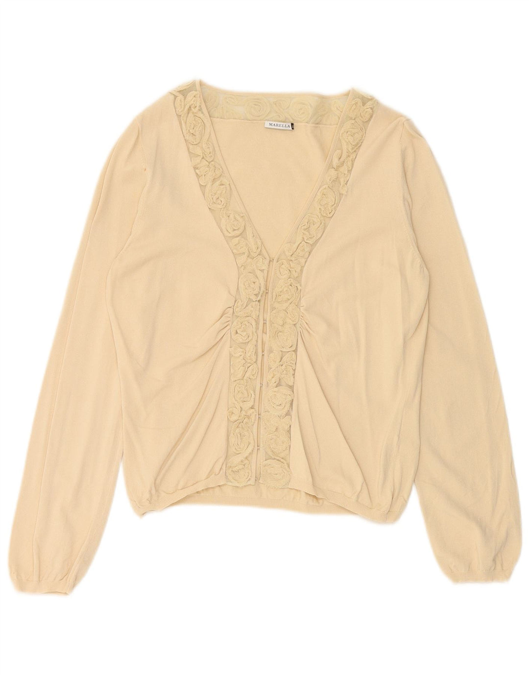 MARELLA Damen Crop Cardigan Pullover UK 18 XL Beige Viskose