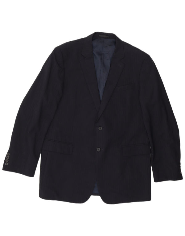 JAEGER Herren-Blazer mit 2 Knöpfen, UK 44, 2XL, marineblaue Nadelstreifenwolle