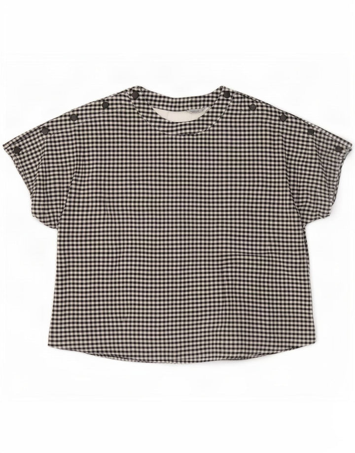 Zara Damen-Blusenoberteil in Übergröße, Gr. 10, Größe S, Schwarz, Gingham