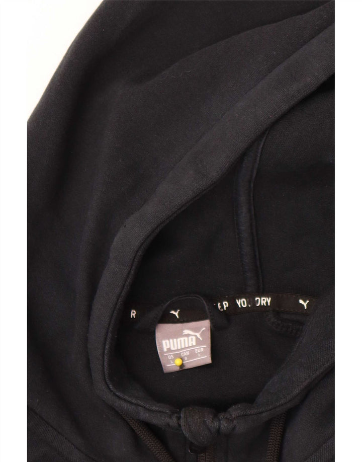 Puma Herren-Kapuzenpullover mit Reißverschluss, groß, schwarze Baumwolle