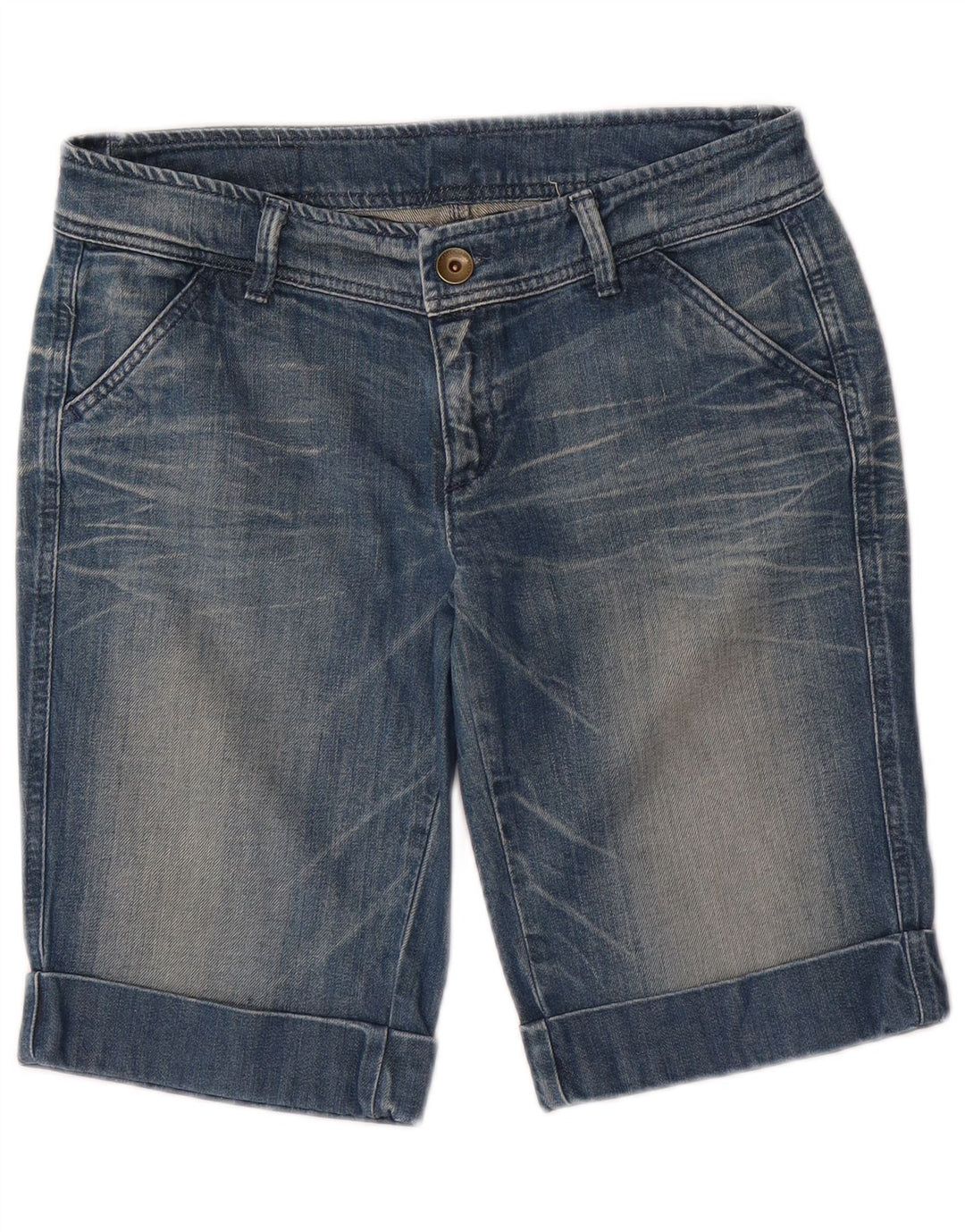 BENETTON Damen Jeansshorts IT 44 Medium W32 Blau