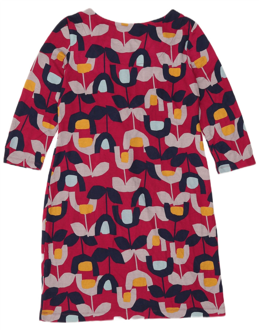 WHITE STUFF Damen-Etuikleid mit 3/4-Ärmeln, UK-Größe 12, Mittelrosa mit Blumenmuster