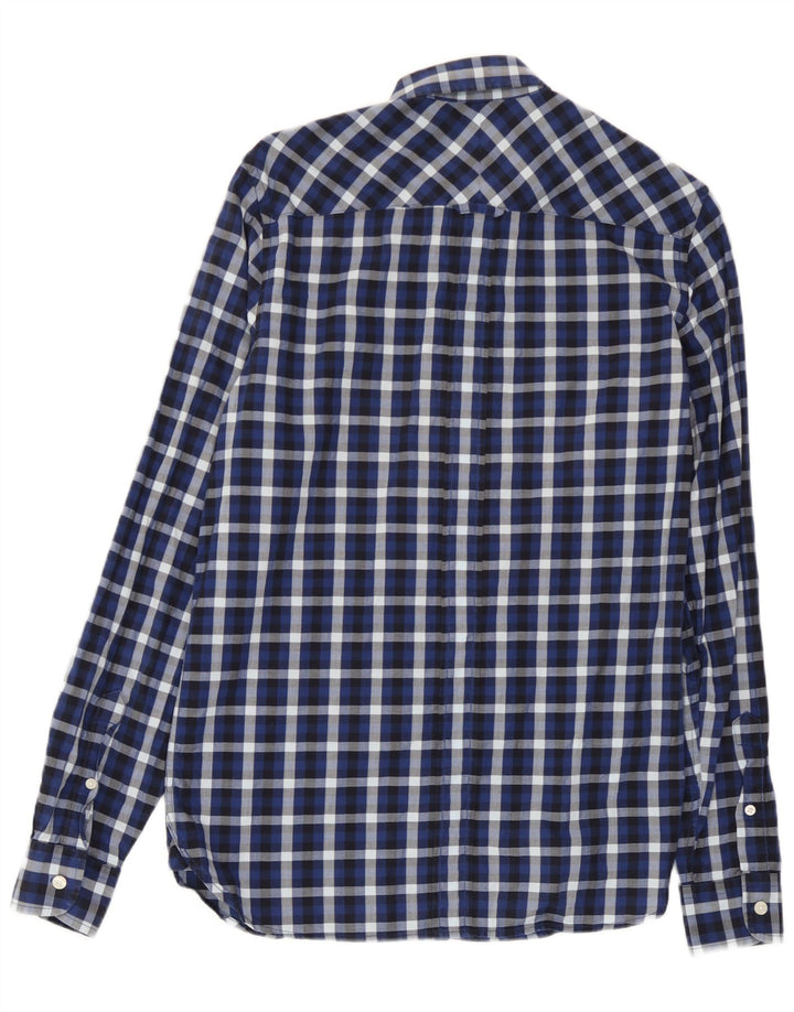 Fred Perry Herrenhemd, klein, marineblau, kariert, Baumwolle