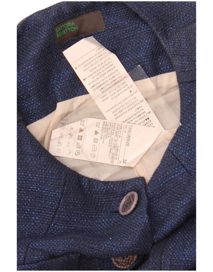 BENETTON Womens Sartoria Crop 4 Button Blazer Jacket IT 38 XS Navy Blue