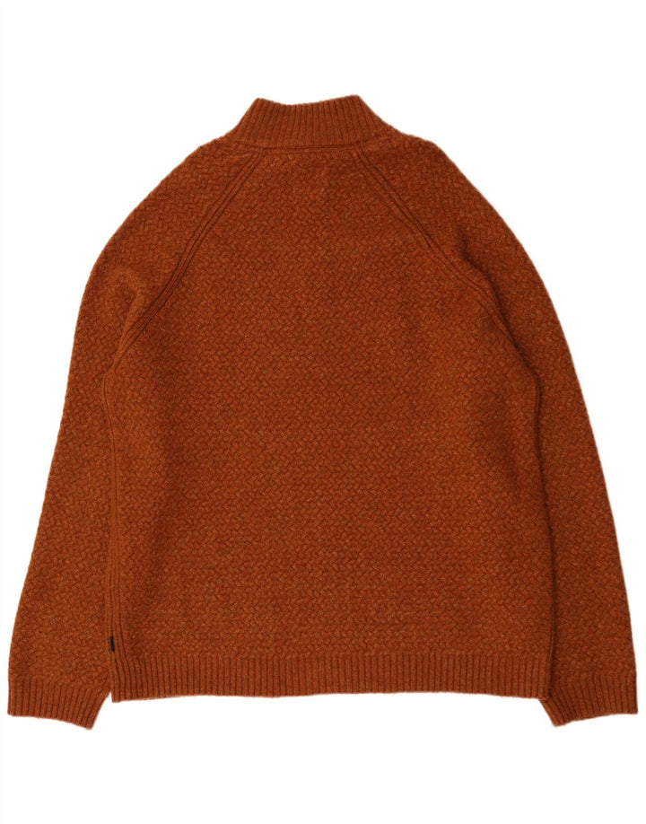 Fat Face Herren-Pullover mit Reißverschluss am Hals, 3XL, brauner Chevron
