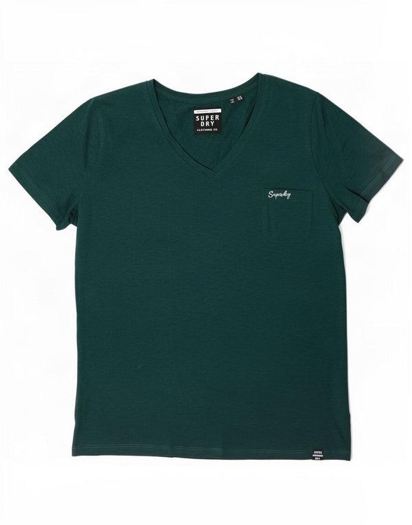 Superdry Damen T-Shirt-Oberteil UK 14 Large Grün gefleckte Baumwolle
