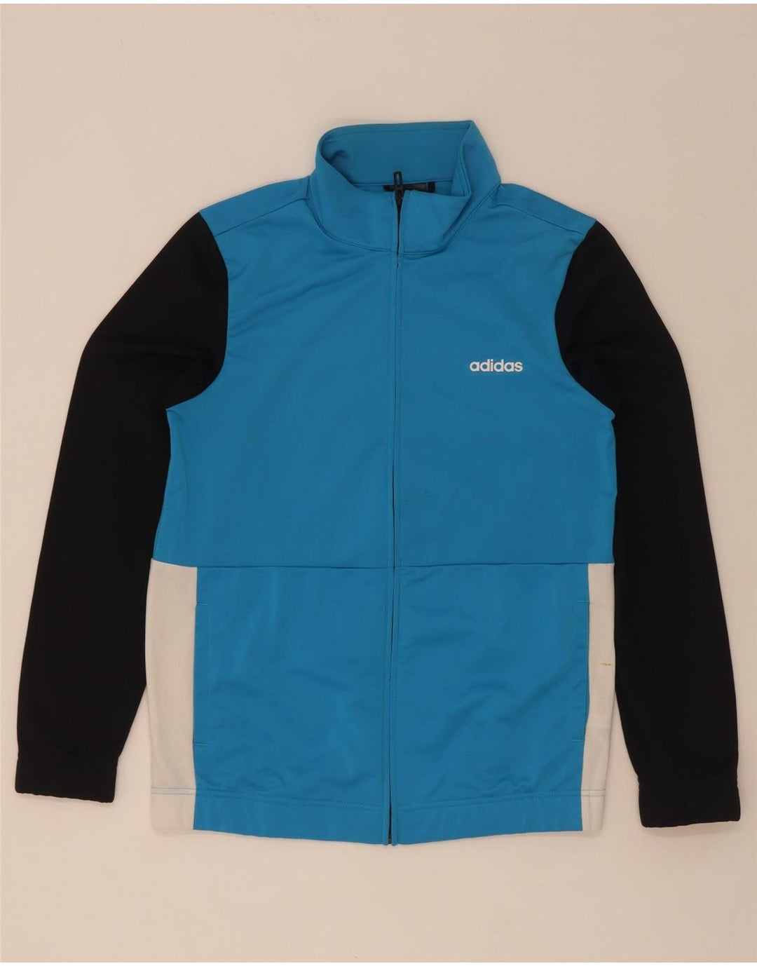Adidas Damen-Trainingsanzug-Oberteiljacke UK 12/14 Mittelblauer Farbblock