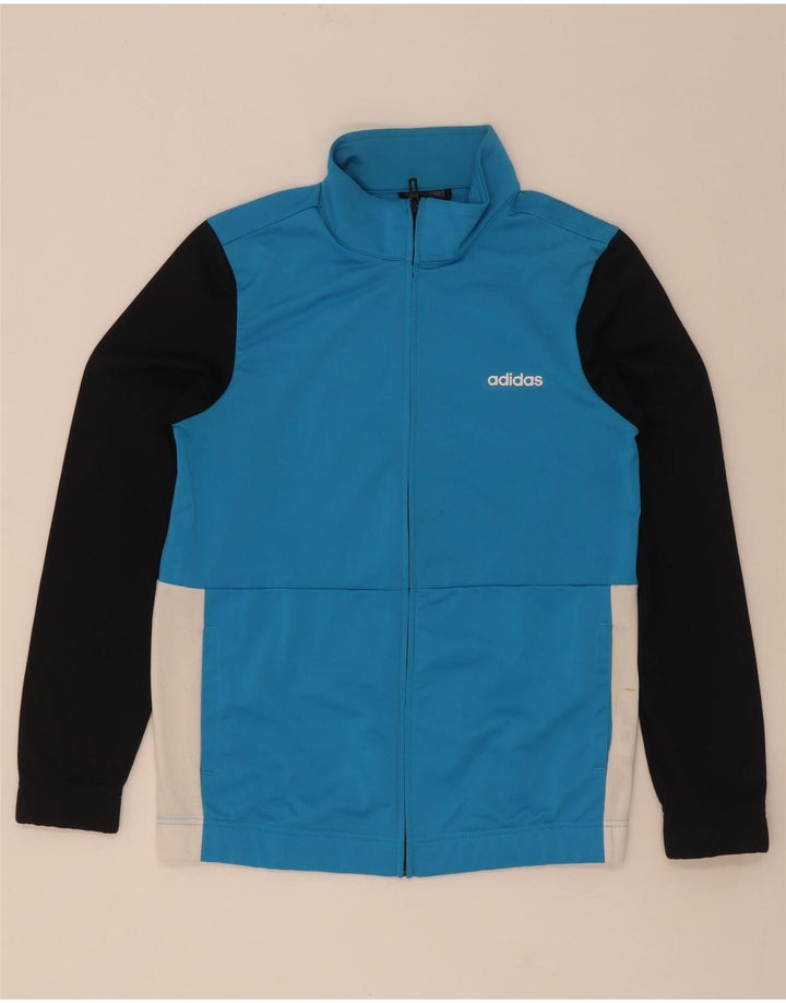 Adidas Damen-Trainingsanzug-Oberteiljacke UK 12/14 Mittelblauer Farbblock