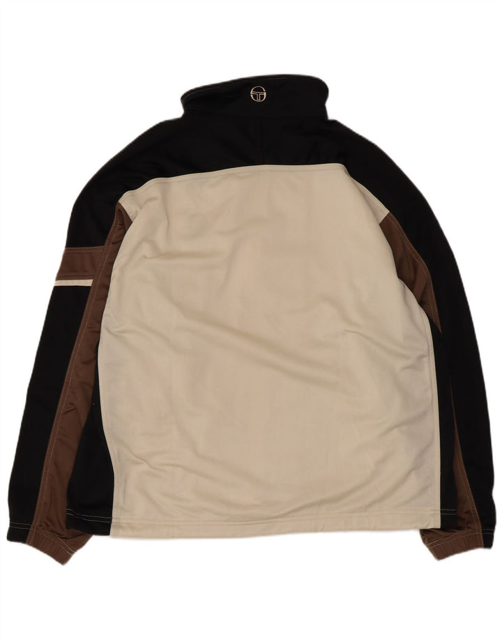 Sergio Tacchini Herren-Trainingsanzug-Oberteil, Jacke, groß, weißes Farbblock-Polyester