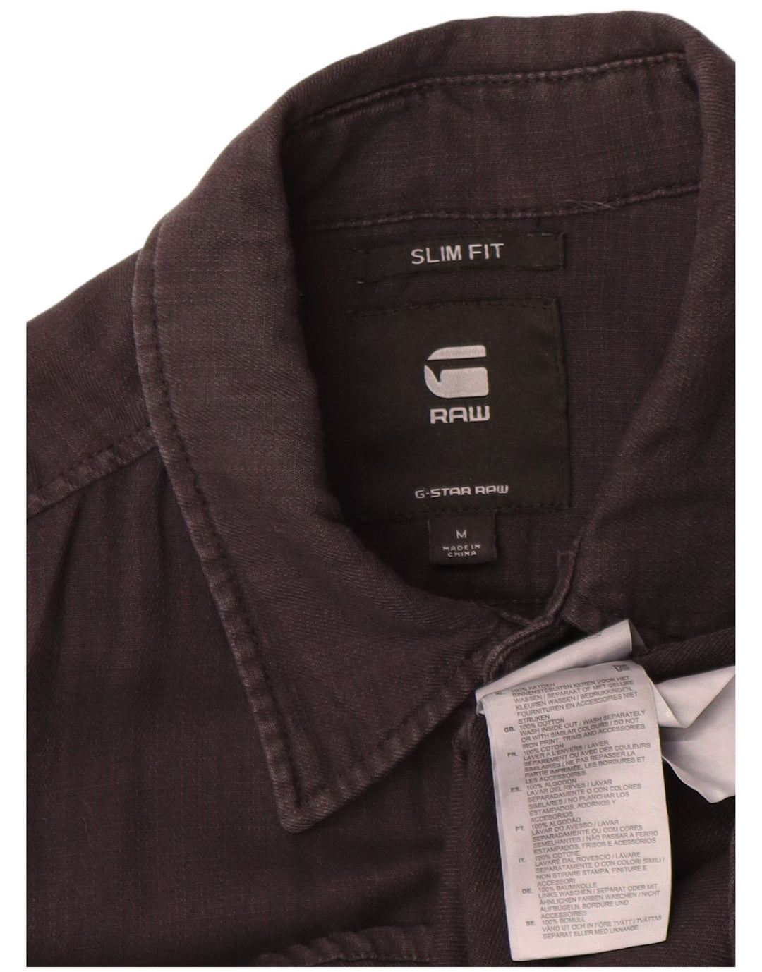 G-Star Slim-Fit-Hemd für Herren aus mittelgrauer Baumwolle