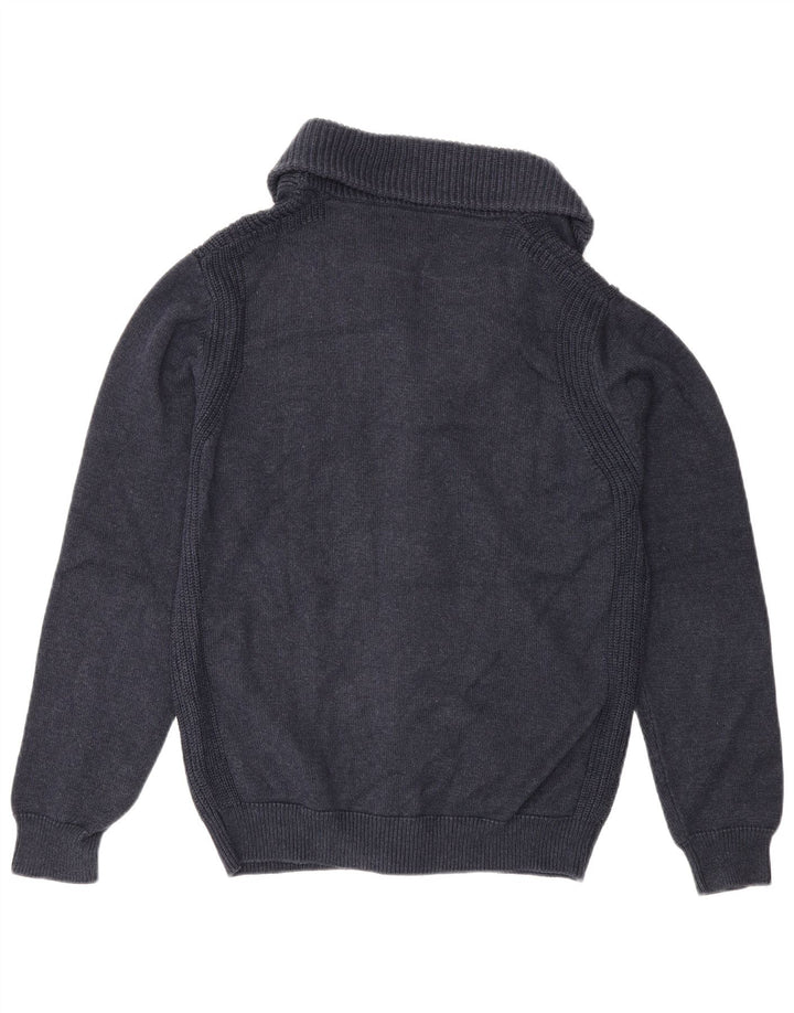 Massimo Dutti Herren-Strickjacke aus mittelblauer Baumwolle