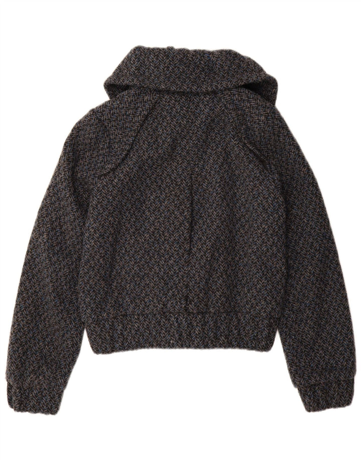 Topshop Damen Bomberjacke UK 10 Small Blaues Fischgrätenmuster aus Polyester