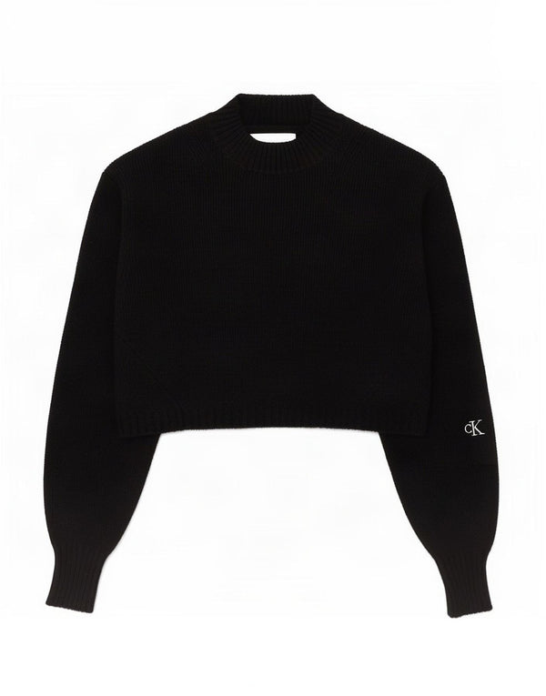 Calvin Klein Jeans Damen Crop Rollkragenpullover Pullover UK 6 XS Schwarz