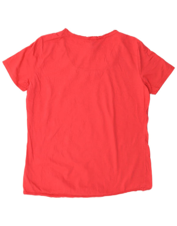 Desigual Womens Graphic T-Shirt Top UK 18 XL rote Baumwolle