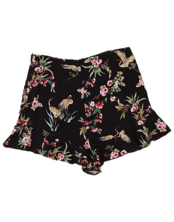 Zara Womens High Waist Shorts Small W26 Black Floral