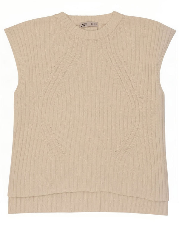 Zara Damen Weste Top UK 14 Medium Weiß