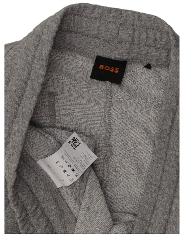 HUGO BOSS Herren-Trainingshose, Jogginghose, klein, graue Baumwolle