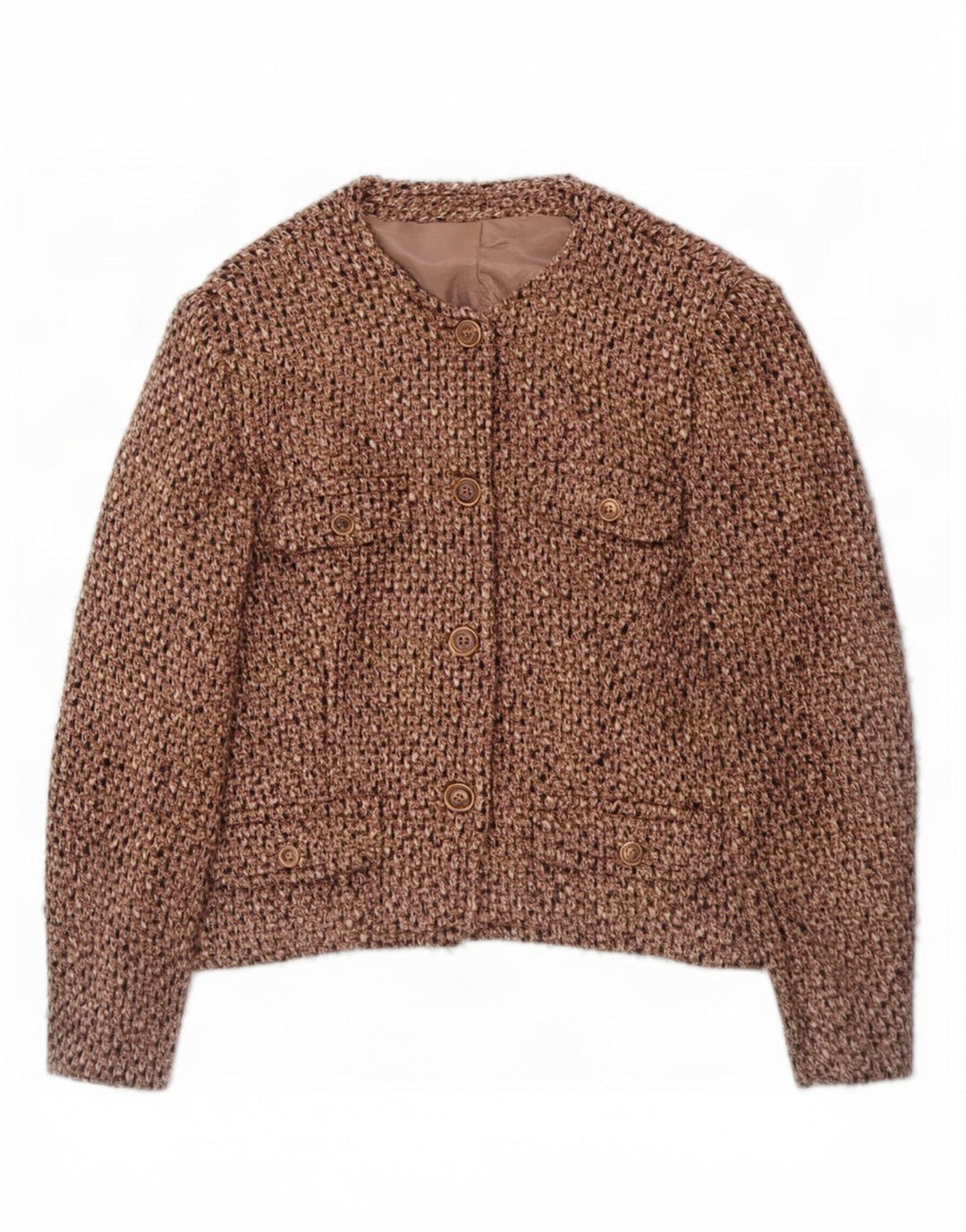 Vintage Damen 4-Knopf-Blazerjacke UK 14 Mittelbraun meliert