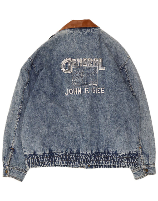 John F Gee Herren-Jeansjacke mit Grafik, UK 44, 2XL, Blau, Colourblock-Baumwolle