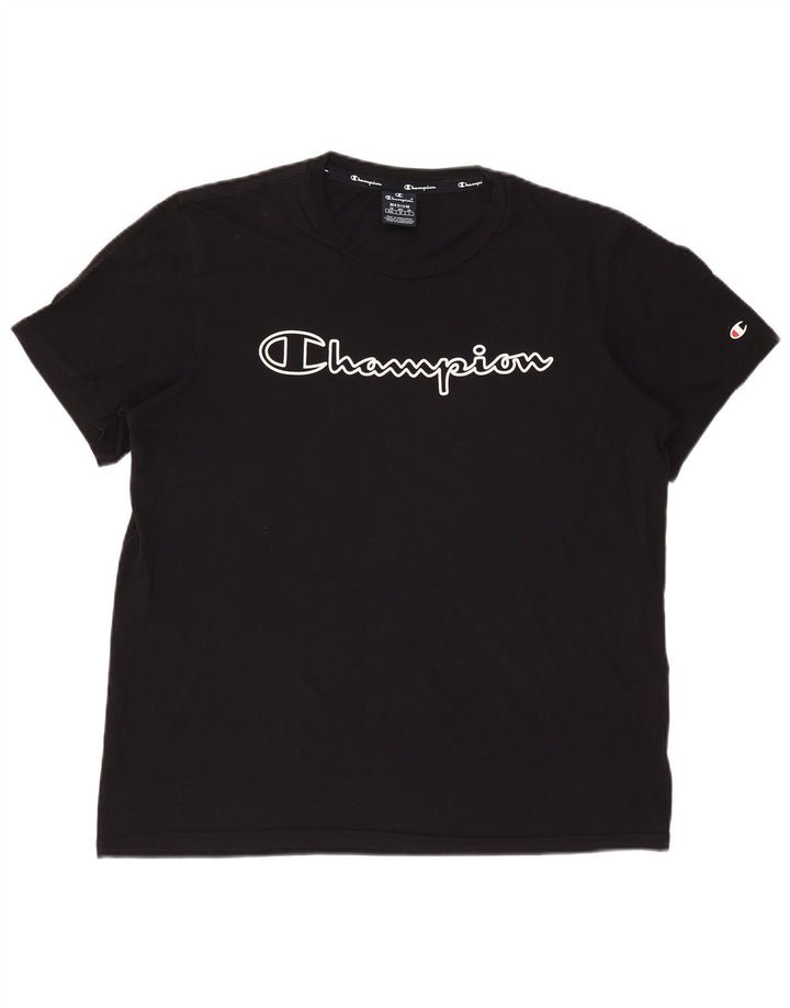 Champion Herren-T-Shirt mit Grafik, mittelschwarze Baumwolle