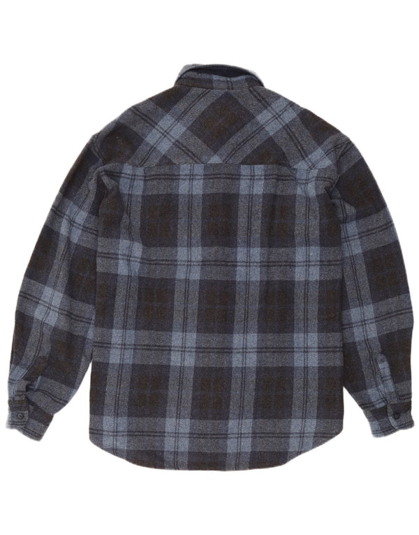 Conte of Florence Herren-Overshirt-Hemd XL aus blau karierter Wolle