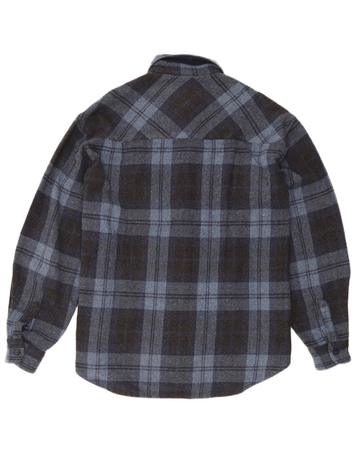 Conte of Florence Herren-Overshirt-Hemd XL aus blau karierter Wolle
