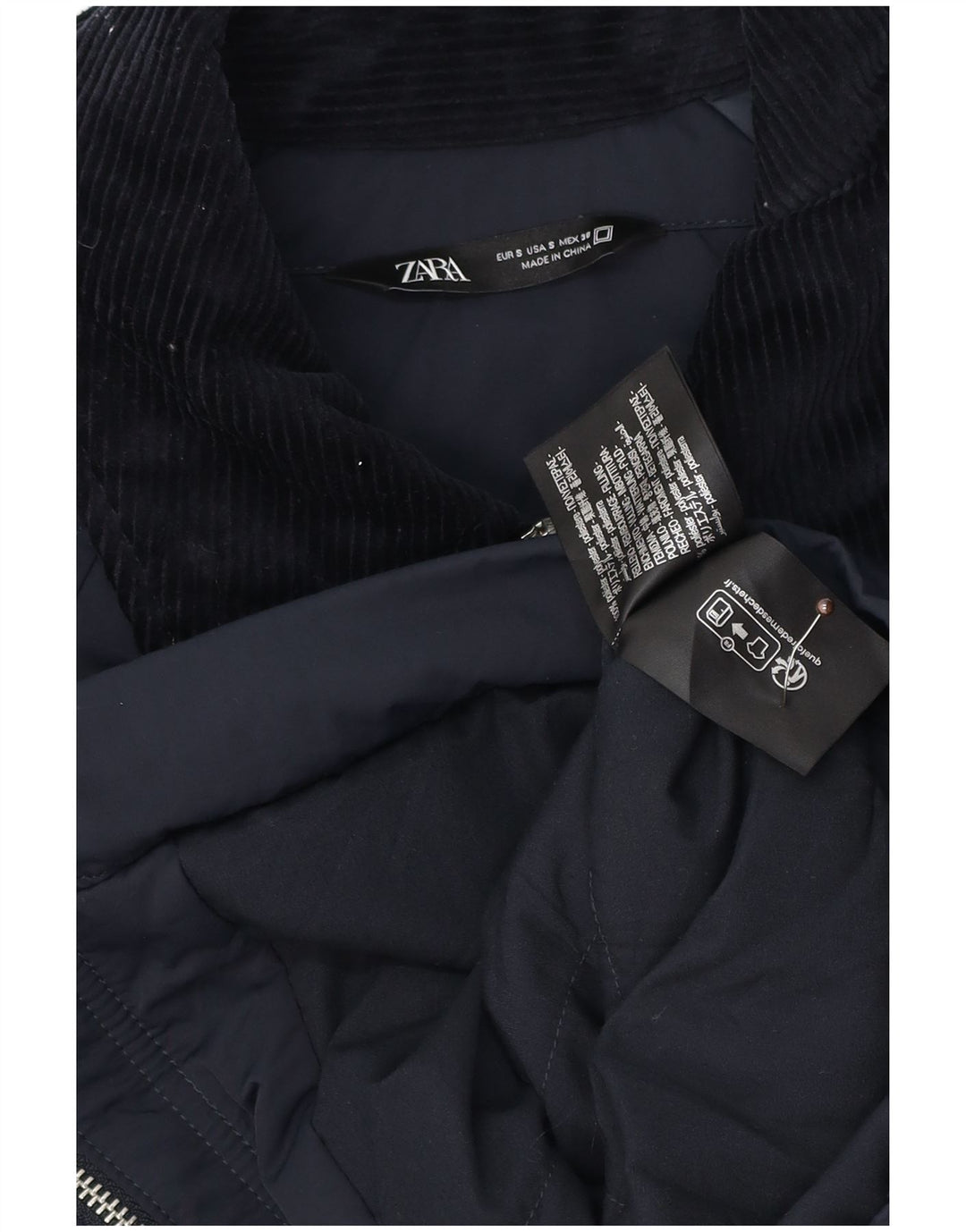 Zara Herren Bomberjacke UK 36 Small Marineblau Colourblock Polyester