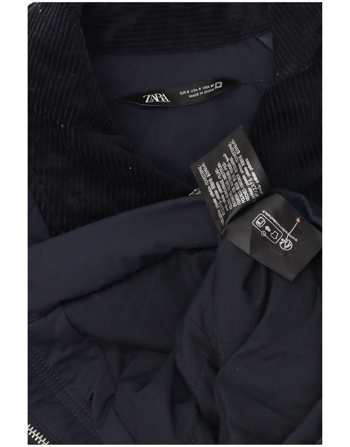 Zara Herren Bomberjacke UK 36 Small Marineblau Colourblock Polyester