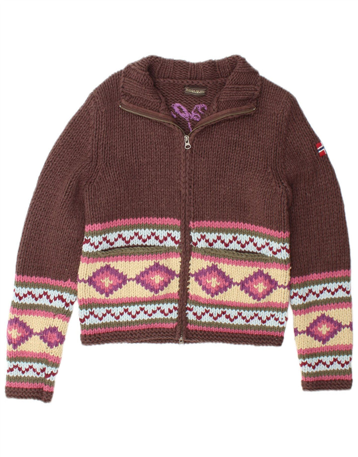 NAPAPIJRI Damen-Cardigan mit Grafik, UK 12, mittelbraun, geometrisch