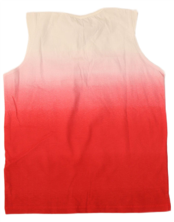 CHAMPION Damen-Trägershirt UK 12 Mittelrote Colourblock-Baumwolle