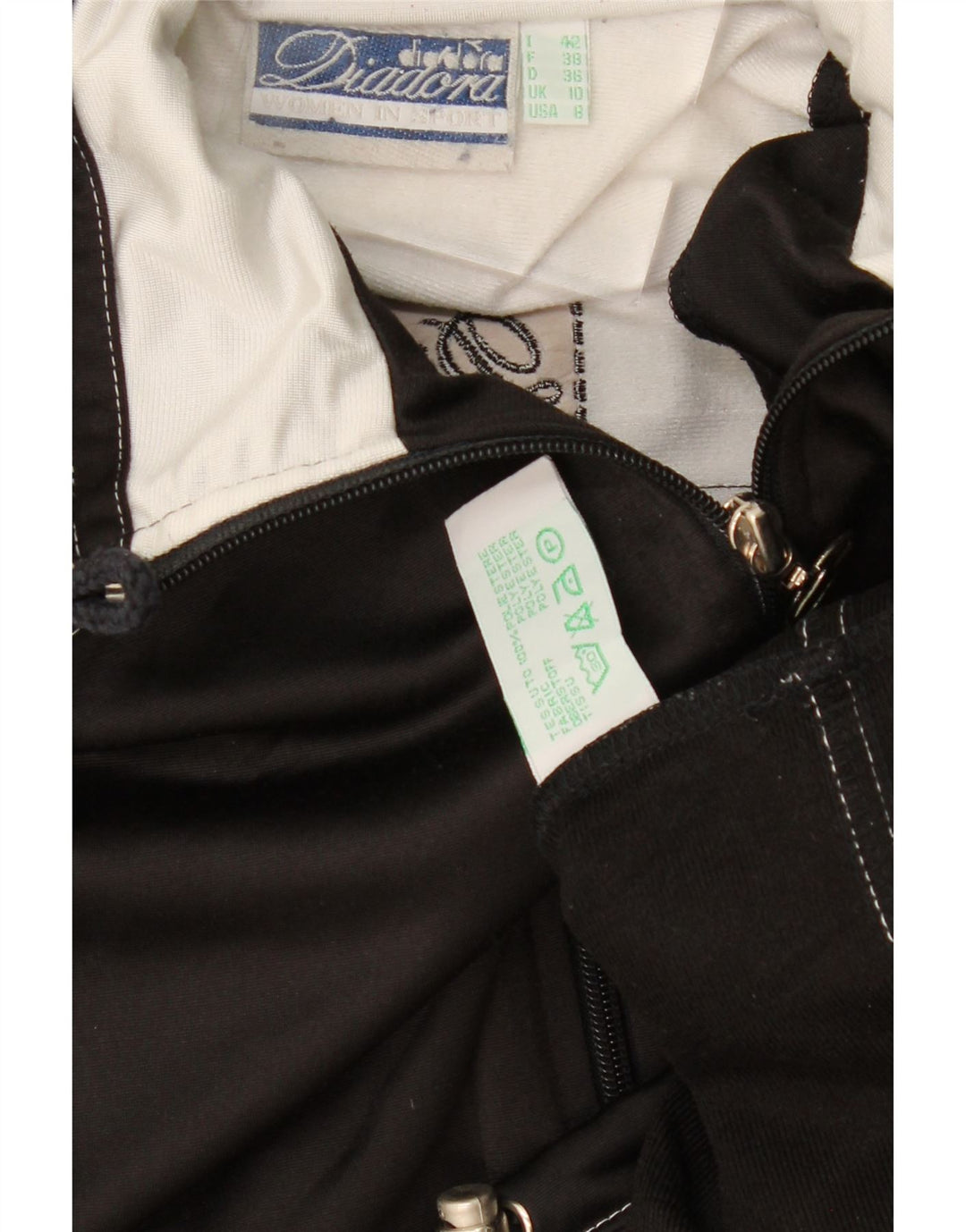 DIADORA Damen-Trainingsanzugoberteil mit Grafik, UK 10, Größe S, Schwarz, Farbblock