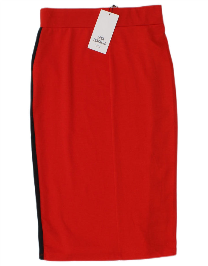 Zara Damen Trafaluc Bleistiftrock Small W26 Rot Colourblock Polyester