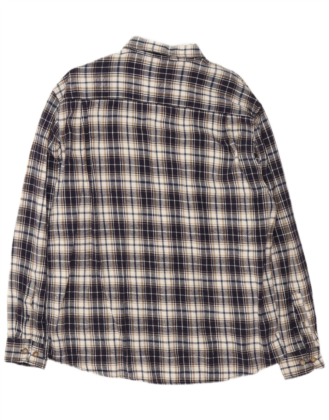 Vintage Herren Flanellhemd XL Marineblau kariert Baumwolle