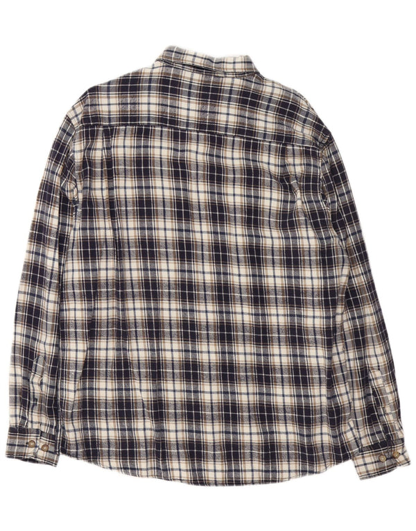 Vintage Herren Flanellhemd XL Marineblau kariert Baumwolle