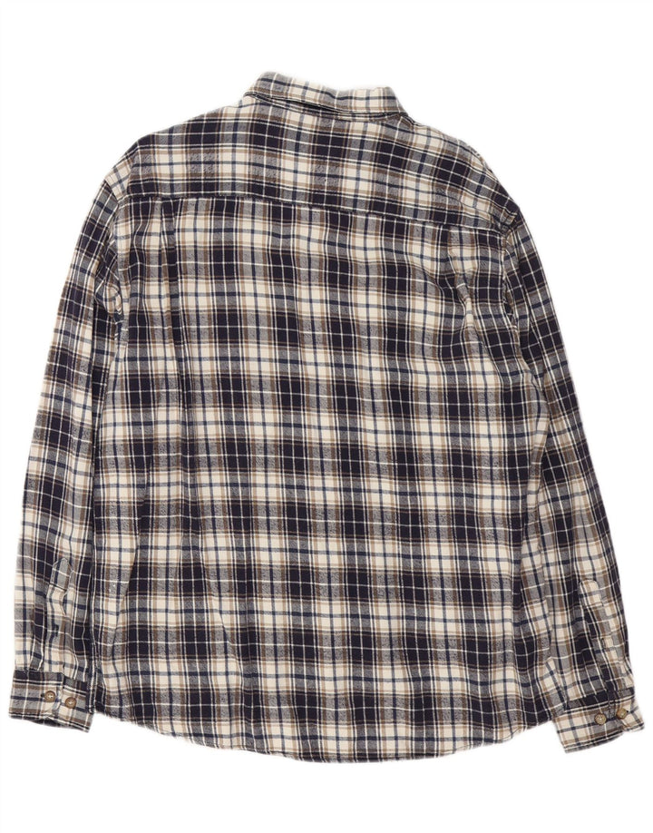 Vintage Herren Flanellhemd XL Marineblau kariert Baumwolle