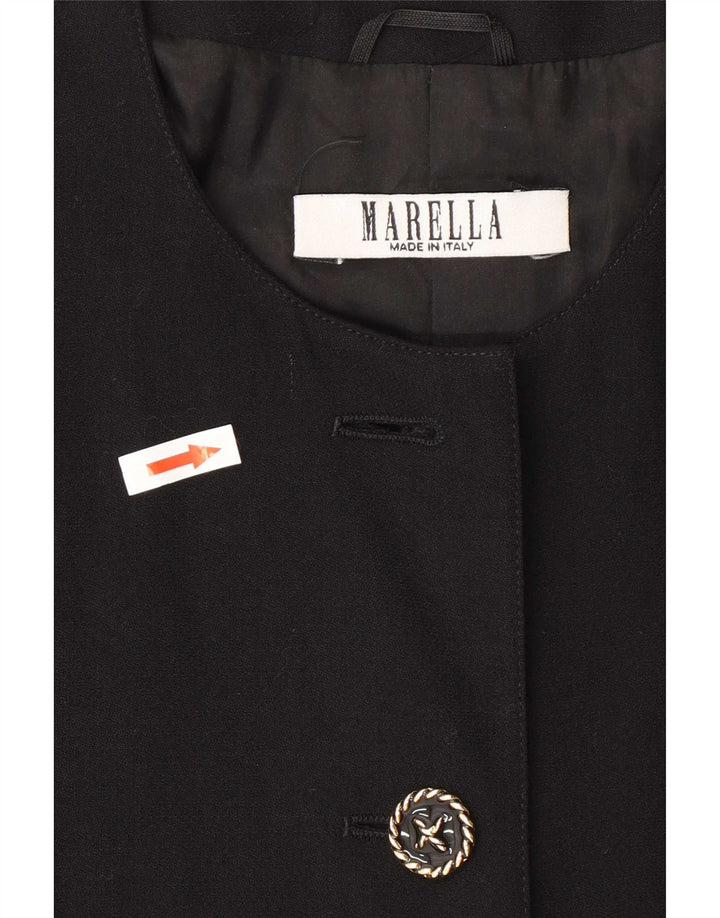 Marella Damen-Blazerjacke mit 4 Knöpfen, UK 12, Mittelschwarz, Schurwolle