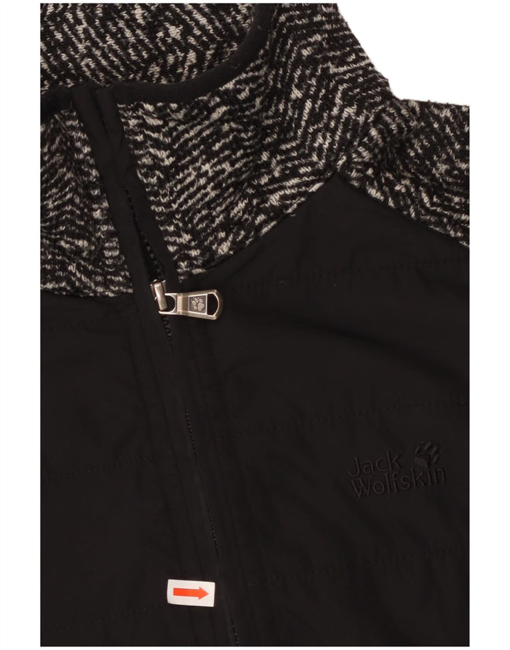 JACK WOLFSKIN Damen-Trainingsanzug-Top-Jacke UK 14/16 Large Black Herringbone