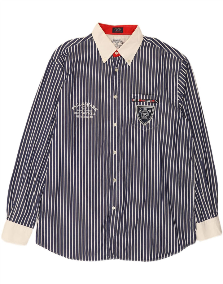 Paul & Shark Herren-Grafikhemd, Größe 46 2XL, Marineblau gestreift