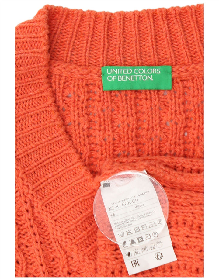 Benetton Damen Übergroßes Weste-Tanktop UK 6 XS Orange Baumwolle