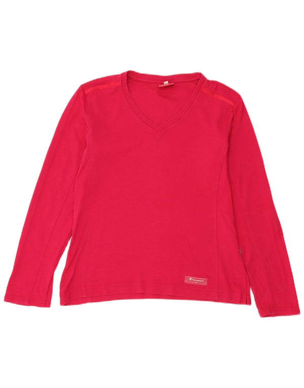 Champion Damen Easy Fit Top Langarm UK 16 Large Rosa Baumwolle