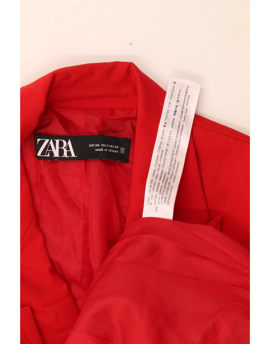Zara Damen-Blazer mit 1 Knopf, übergroß, EU 34, 2XS, rotes Polyester